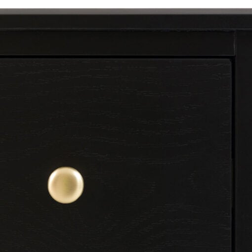 3 Drawer Black Wood Chest Of Drawers With Gold Metal Handles