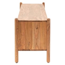 Boho Rustic Solid Light Acacia Wood 3 Tier Open TV Stand Media Unit 145cm