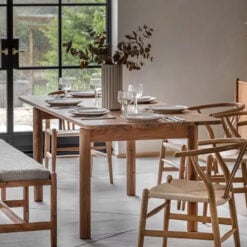 Boho Rustic Solid Light Acacia Wood 8 Seater Dining Table 200cm