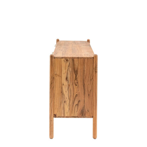 Boho Rustic Solid Light Acacia Wood Large 4 Door Sideboard With Gold Handles 175cm
