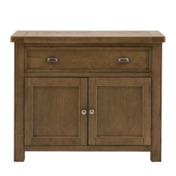 Rustic Country Dark Oak Wood 1 Drawer 2 Door Small Sideboard Cabinet 106cm
