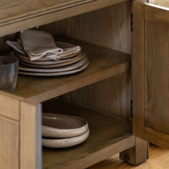 Rustic Country Dark Oak Wood 1 Drawer 2 Door Small Sideboard Cabinet 106cm