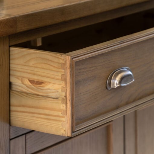 Rustic Country Dark Oak Wood 1 Drawer 2 Door Small Sideboard Cabinet 106cm
