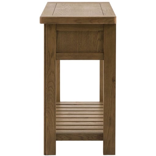 Rustic Country Dark Oak Wood 1 Drawer 2 Tier Console Table 106cm