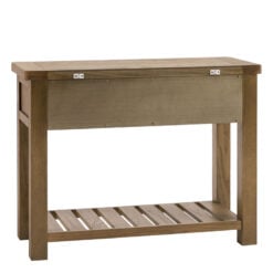 Rustic Country Dark Oak Wood 1 Drawer 2 Tier Console Table 106cm