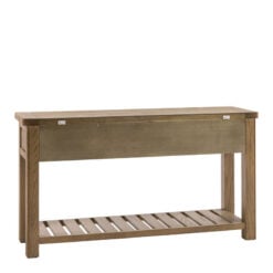 Rustic Country Dark Oak Wood 2 Drawer 2 Tier Chunky Large Console Table 148cm
