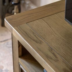 Rustic Country Dark Oak Wood 2 Drawer 2 Tier TV Stand Media Unit 140cm