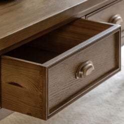 Rustic Country Dark Oak Wood 2 Drawer Large Rectangular Coffee Table 120cm