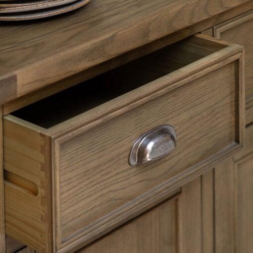 Rustic Country Dark Oak Wood 3 Drawer 3 Door Large Sideboard 150cm