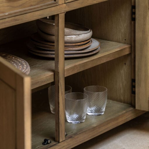 Rustic Country Dark Oak Wood 3 Drawer 3 Door Large Sideboard 150cm