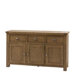 Rustic Country Dark Oak Wood 3 Drawer 3 Door Large Sideboard 150cm