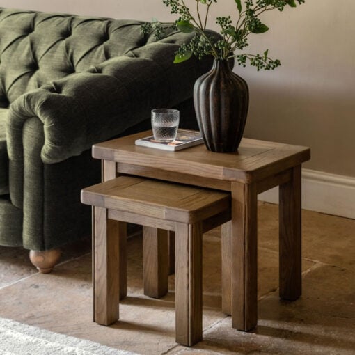 Rustic Country Dark Oak Wood Set Of 2 Nesting Side Tables End Tables Rustic Country Dark Oak Wood Set Of 2 Nesting Side Tables End Tables