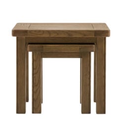 Rustic Country Dark Oak Wood Set Of 2 Nesting Side Tables End Tables