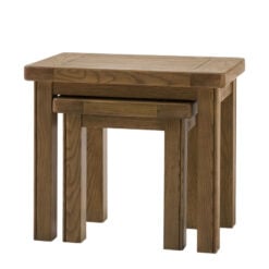 Rustic Country Dark Oak Wood Set Of 2 Nesting Side Tables End Tables