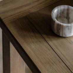 Rustic Country Farmhouse Dark Oak Wood 2 Tier Side Table End Table 55cm