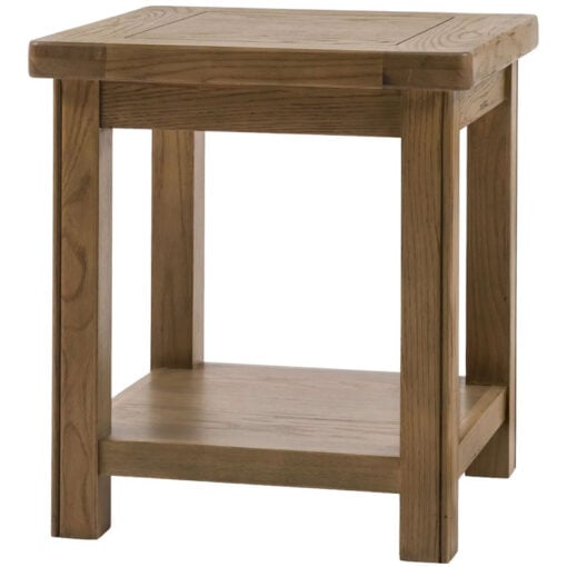 Rustic Country Farmhouse Dark Oak Wood 2 Tier Side Table End Table 55cm