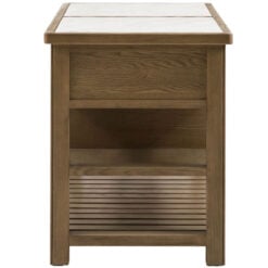 Rustic Country Farmhouse Dark Oak Wood 3 Drawer 3 Tier Kitchen Island With White Marble Top 150cm