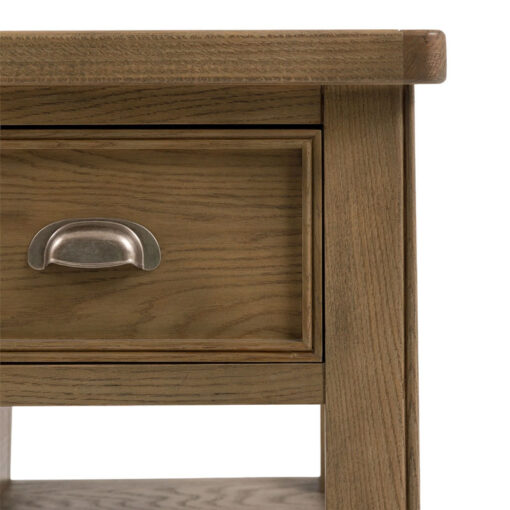 Rustic Country Farmhouse Dark Oak Wood 3 Drawer 3 Tier Kitchen Island With White Marble Top 150cm