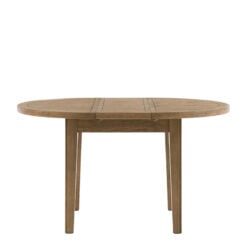 Rustic Country Farmhouse Dark Oak Wood Extending 6 Seater Round Dining Table 110cm - 145cm