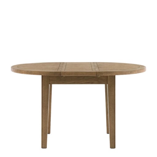 Rustic Country Farmhouse Dark Oak Wood Extending 6 Seater Round Dining Table 110cm - 145cm