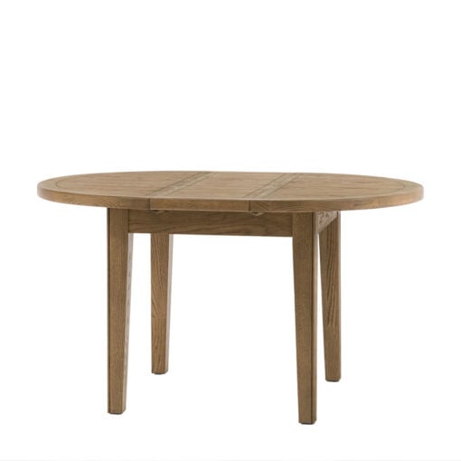 Rustic Country Farmhouse Dark Oak Wood Extending 6 Seater Round Dining Table 110cm - 145cm