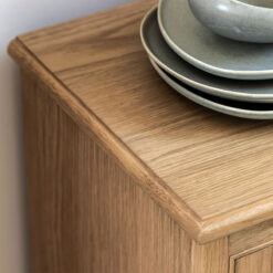 Rustic Country Farmhouse Light Oak Wood 1 Door 4 Drawer Small Sideboard Cabinet