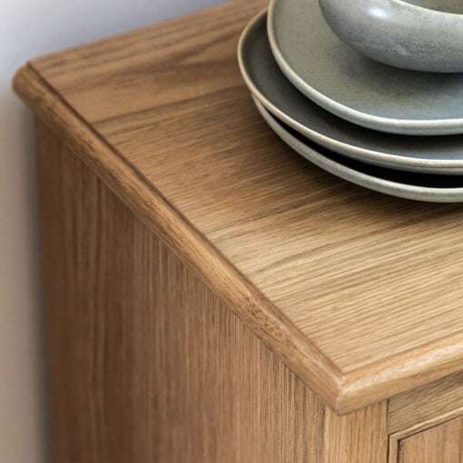 Rustic Country Farmhouse Light Oak Wood 1 Door 4 Drawer Small Sideboard Cabinet