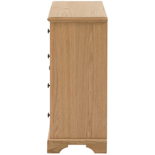 Rustic Country Farmhouse Light Oak Wood 1 Door 4 Drawer Small Sideboard Cabinet