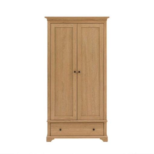 Rustic Country Farmhouse Light Oak Wood 1 Drawer 2 Door Large Wardrobe 187cm Rustic Country Farmhouse Light Oak Wood 1 Drawer 2 Door Large Wardrobe 187cm
