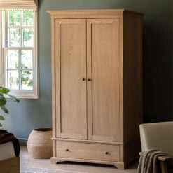 Rustic Country Farmhouse Light Oak Wood 1 Drawer 2 Door Large Wardrobe 187cm Rustic Country Farmhouse Light Oak Wood 1 Drawer 2 Door Large Wardrobe 187cm