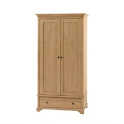 Rustic Country Farmhouse Light Oak Wood 1 Drawer 2 Door Large Wardrobe 187cm