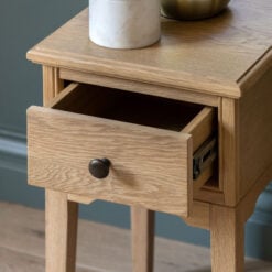 Rustic Country Farmhouse Light Oak Wood 1 Drawer Bedside Cabinet Side Table