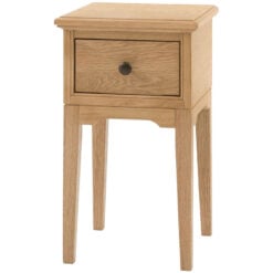 Rustic Country Farmhouse Light Oak Wood 1 Drawer Bedside Cabinet Side Table