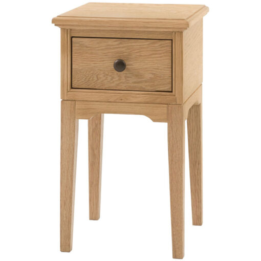 Rustic Country Farmhouse Light Oak Wood 1 Drawer Bedside Cabinet Side Table