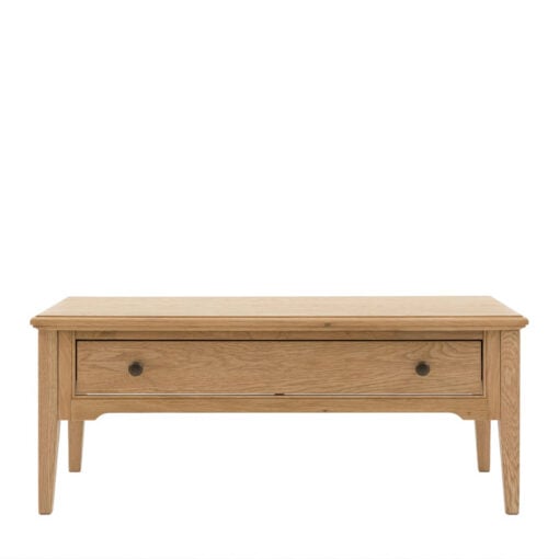 Rustic Country Farmhouse Light Oak Wood 1 Drawer Rectangular Coffee Table 100cm Rustic Country Farmhouse Light Oak Wood 1 Drawer Rectangular Coffee Table 100cm