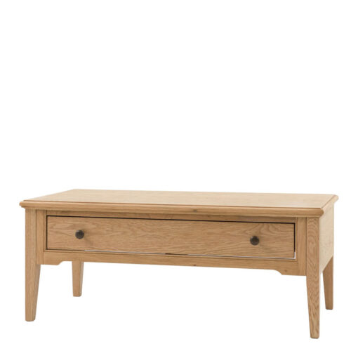 Rustic Country Farmhouse Light Oak Wood 1 Drawer Rectangular Coffee Table 100cm Rustic Country Farmhouse Light Oak Wood 1 Drawer Rectangular Coffee Table 100cm