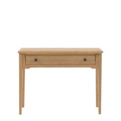 Rustic Country Farmhouse Light Oak Wood 1 Drawer Slim Console Table 100cm