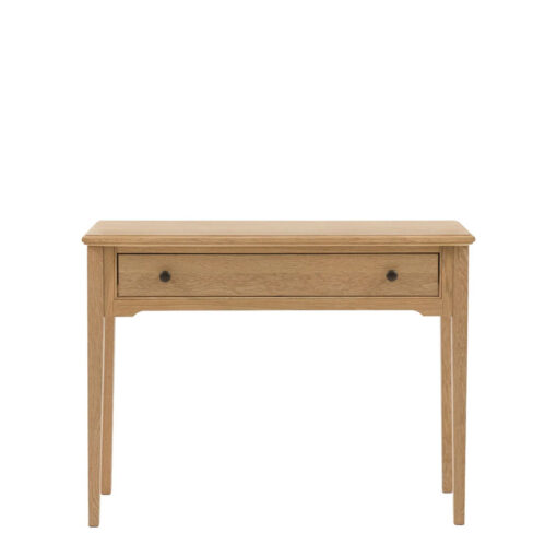 Rustic Country Farmhouse Light Oak Wood 1 Drawer Slim Console Table 100cm