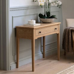 Rustic Country Farmhouse Light Oak Wood 1 Drawer Slim Console Table 100cm Rustic Country Farmhouse Light Oak Wood 1 Drawer Slim Console Table 100cm