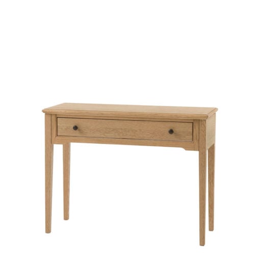 Rustic Country Farmhouse Light Oak Wood 1 Drawer Slim Console Table 100cm
