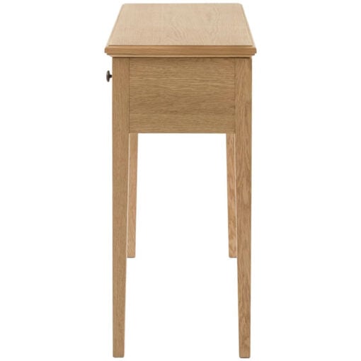 Rustic Country Farmhouse Light Oak Wood 1 Drawer Slim Console Table 100cm