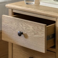 Rustic Country Farmhouse Light Oak Wood 2 Drawer Bedside Cabinet Side Table