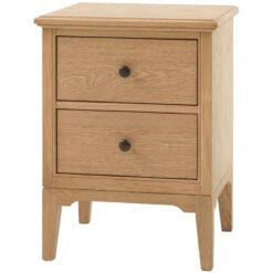 Rustic Country Farmhouse Light Oak Wood 2 Drawer Bedside Cabinet Side Table