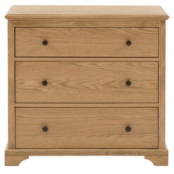 Rustic Country Farmhouse Light Oak Wood 3 Drawer Chest Of Drawers