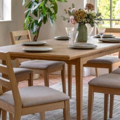 Rustic Country Farmhouse Light Oak Wood 8 Seater Extending Dining Table 150cm - 200cm