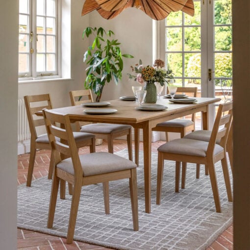 Rustic Country Farmhouse Light Oak Wood 8 Seater Extending Dining Table 150cm - 200cm