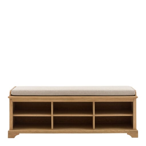 Rustic Country Farmhouse Light Oak Wood Hallway 2 Tier 6 Open Cubbies Bench With Upholstered Seat 140cm Rustic Country Farmhouse Light Oak Wood Hallway 2 Tier 6 Open Cubbies Bench With Upholstered Seat 140cm
