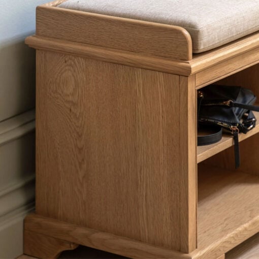 Rustic Country Farmhouse Light Oak Wood Hallway 2 Tier 6 Open Cubbies Bench With Upholstered Seat 140cm Rustic Country Farmhouse Light Oak Wood Hallway 2 Tier 6 Open Cubbies Bench With Upholstered Seat 140cm