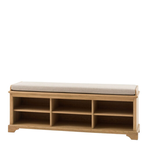 Rustic Country Farmhouse Light Oak Wood Hallway 2 Tier 6 Open Cubbies Bench With Upholstered Seat 140cm Rustic Country Farmhouse Light Oak Wood Hallway 2 Tier 6 Open Cubbies Bench With Upholstered Seat 140cm