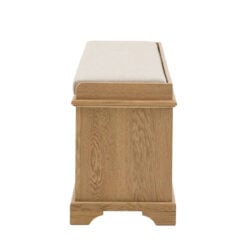 Rustic Country Farmhouse Light Oak Wood Hallway 2 Tier 6 Open Cubbies Bench With Upholstered Seat 140cm